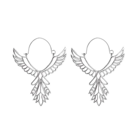 Angel Wing Silver or Gold Tone Earrings - Picture 2 of 2
